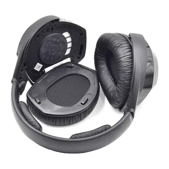 Zapasowe nauszniki do Sennheiser HDR175, RS175, pianka memory i skóra PU, Czarny, Black, 1 para