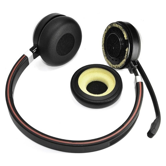 Zapasowe nauszniki do Jabra Evolve 20, 30, 40, skóra PU, Czarny, Black, 1 para