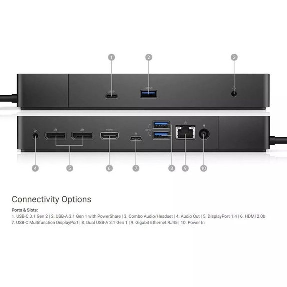 Stacja dokująca (USB-C) do Dell WD19 K20A001, 130W Adapter, Refurbished
