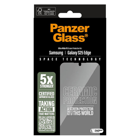 Szkło hartowane UWF Ceramic z aplikatorem do Samsung Galaxy S25 Edge, Przezroczyste, PanzerGlass