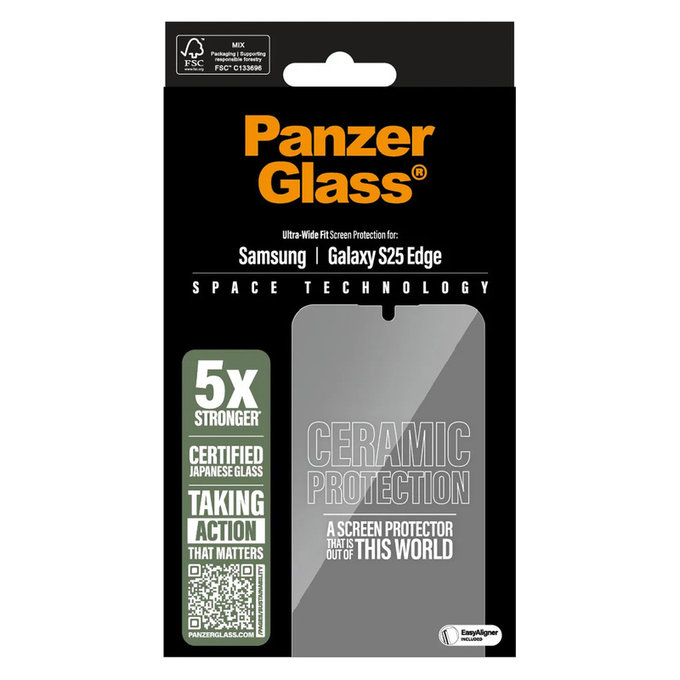 Szkło hartowane UWF Ceramic z aplikatorem do Samsung Galaxy S25 Edge, Przezroczyste, PanzerGlass