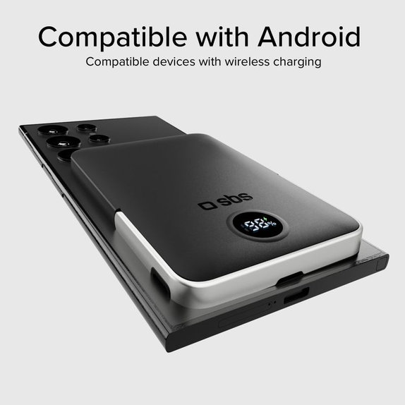 PowerBank 5000mAh, 20W, Power Delivery, Mag Stand, Czarny, Black, SBS