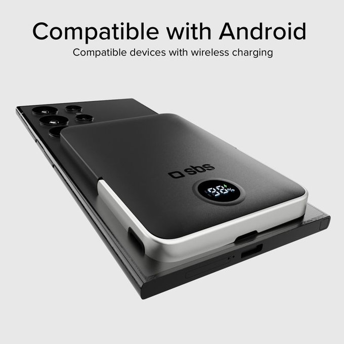 PowerBank 5000mAh, 20W, Power Delivery, Mag Stand, Czarny, Black, SBS
