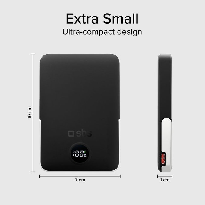 PowerBank 5000mAh, 20W, Power Delivery, Mag Stand, Czarny, Black, SBS