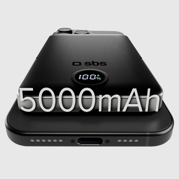 PowerBank 5000mAh, 20W, Power Delivery, Mag Stand, Czarny, Black, SBS