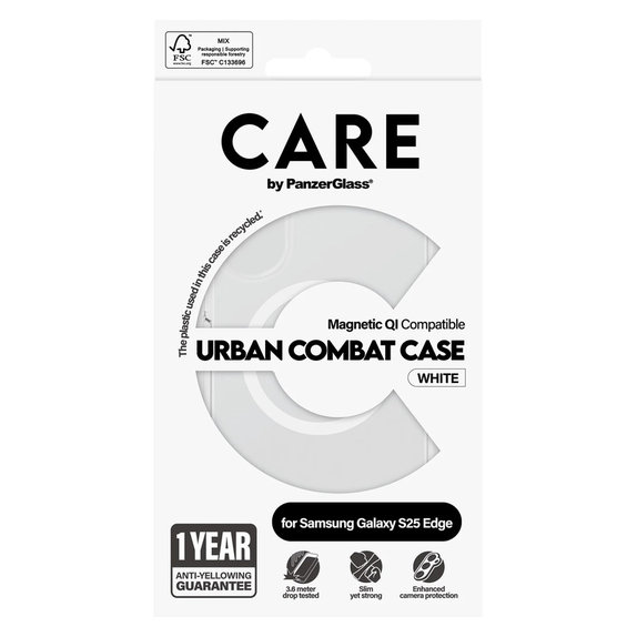 Etui Urban Combat z białym QI do Samsung Galaxy S25 Edge, Przezroczyste, PanzerGlass