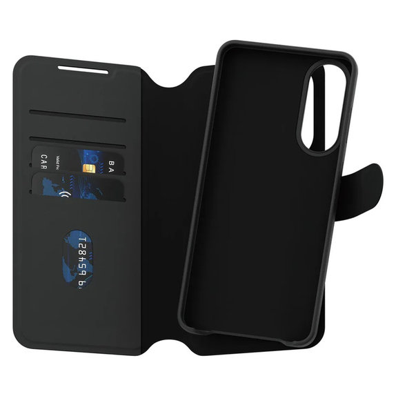 Etui Wallet Tango Two-In-One z QI do Samsung Galaxy S25 Edge, Czarne, PanzerGlass