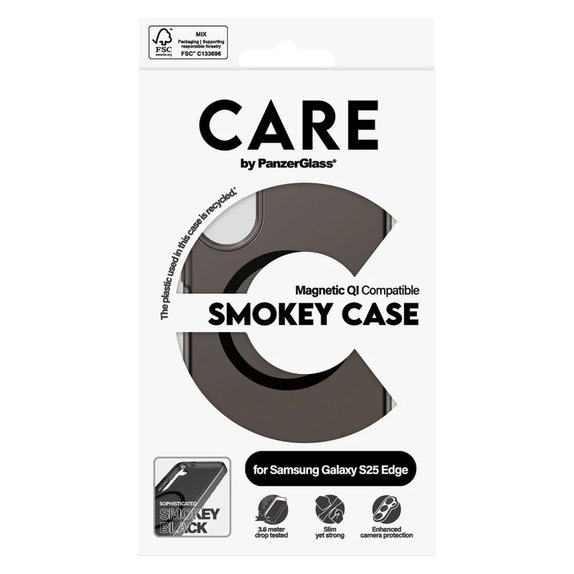 Etui Smokey z czarnym QI do Samsung Galaxy S25 Edge, Czarne, PanzerGlass