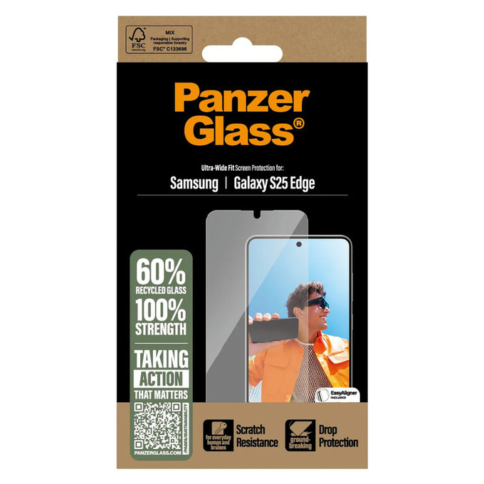 Szkło hartowane UWF z aplikatorem do Samsung Galaxy S25 Edge, Przezroczyste, PanzerGlass