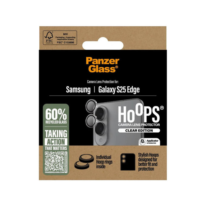 Osłona obiektywu aparatu Hoops do Samsung S25 Edge, Przezroczyste, PanzerGlass