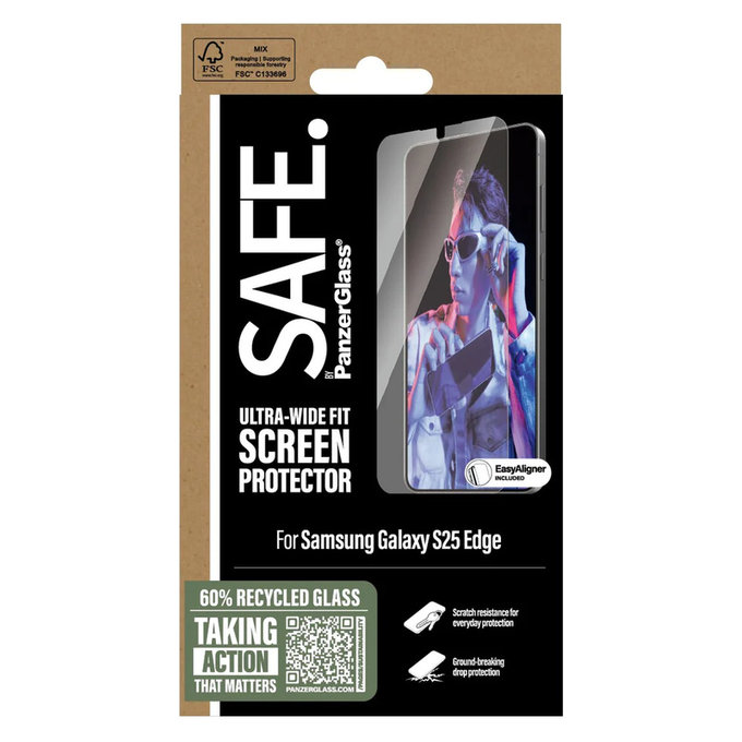 Szkło hartowane UWF z aplikatorem do Samsung Galaxy S25 Edge, Przezroczyste, SAFE by PanzerGlass