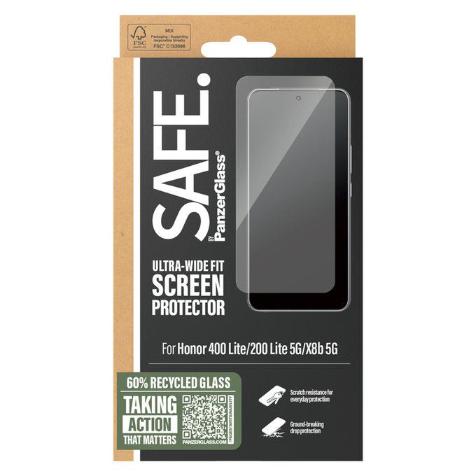 Szkło hartowane UWF do Honor 400 Lite, Czarne, SAFE by PanzerGlass