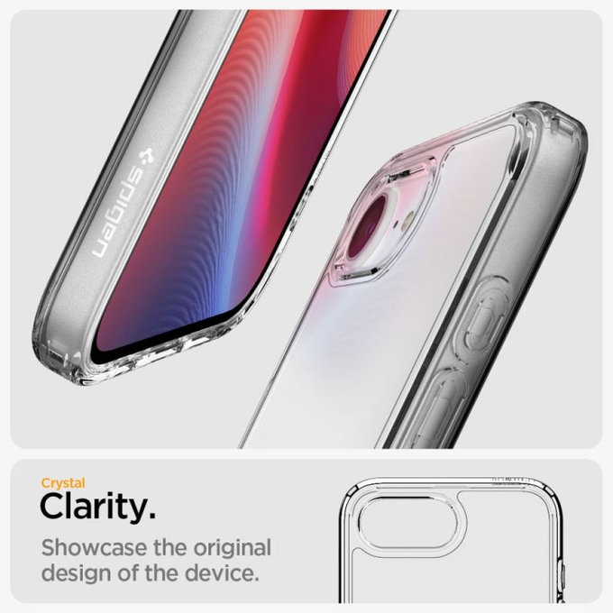Etui do iPhone 16e, Ultra Hybrid, Crystal Clear, Spigen