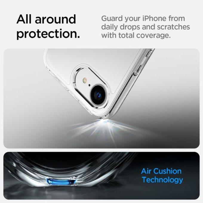 Etui do iPhone 16e, Ultra Hybrid, Crystal Clear, Spigen