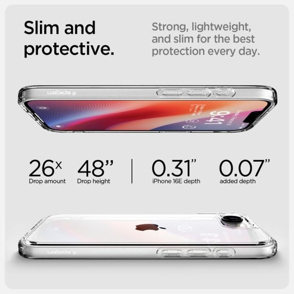 Etui do iPhone 16e, Ultra Hybrid, Crystal Clear, Spigen