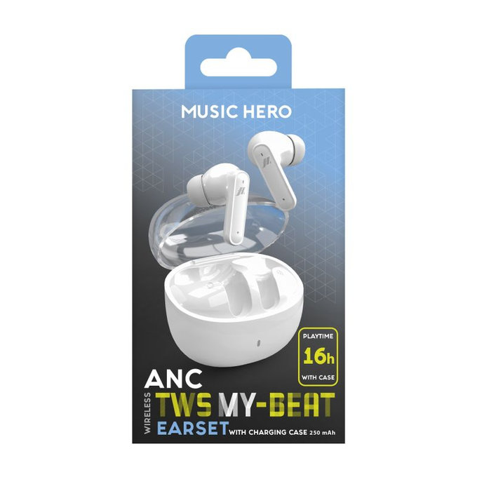 Słuchawki bezprzewodowe TWS MY-BEAT, Biały, White, Music Hero