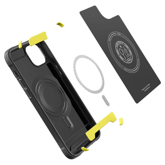 Etui z MagSafe do iPhone 16e, Rugged Armor, Matte Black, Spigen