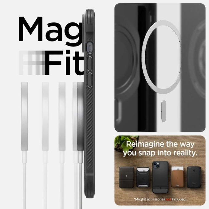 Etui z MagSafe do iPhone 16e, Rugged Armor, Matte Black, Spigen