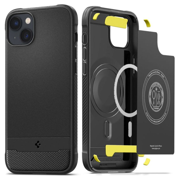 Etui z MagSafe do iPhone 16e, Rugged Armor, Matte Black, Spigen