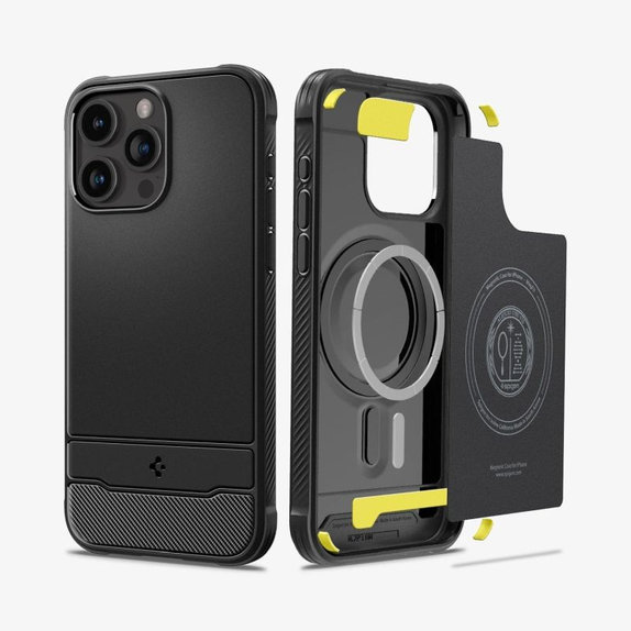 Etui z MagSafe do iPhone 14, Rugged Armor, Matte Black, Spigen