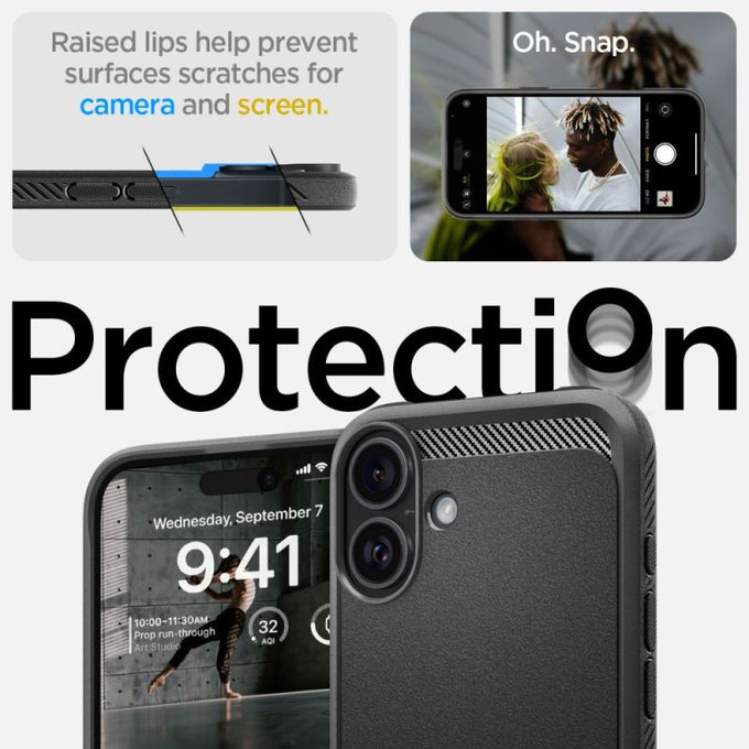Etui z MagSafe do iPhone 15 Pro, Rugged Armor, Matte Black, Spigen