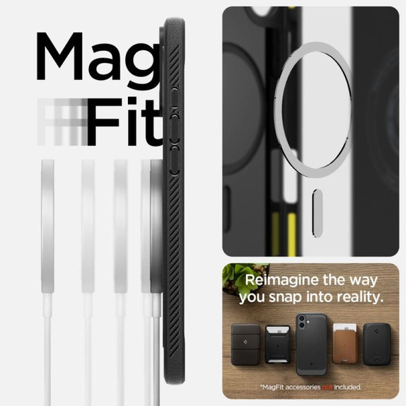 Etui z MagSafe do iPhone 15 Pro, Rugged Armor, Matte Black, Spigen