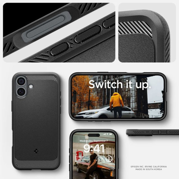 Etui z MagSafe do iPhone 15 Pro, Rugged Armor, Matte Black, Spigen