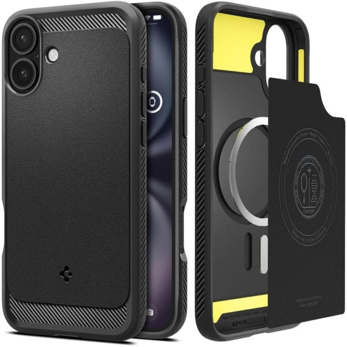 Etui z MagSafe do iPhone 15 Pro, Rugged Armor, Matte Black, Spigen