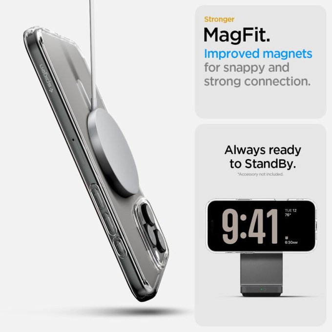 Etui z MagSafe do iPhone 16, Rugged Armor, Matte Black, Spigen