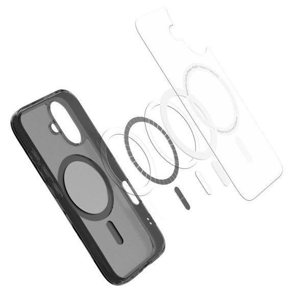 Etui z MagSafe do iPhone 16, Ultra Hybrid "T", Frost Black, Spigen