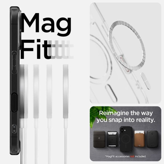 Etui z MagSafe do iPhone 16, Ultra Hybrid "T", Frost Black, Spigen