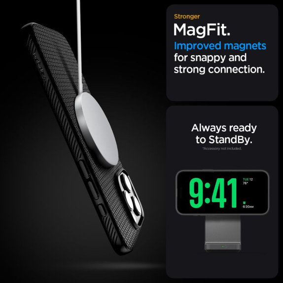 Etui do iPhone 16 Pro, Liquid Air "T" z MagSafe, Matte Black, Spigen