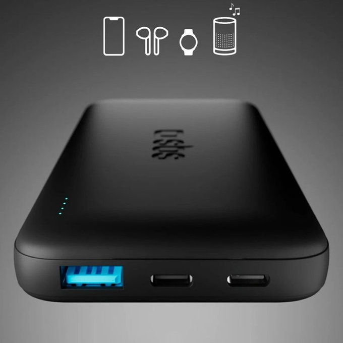 PowerBank 10000mAh, 10W, Infinity, LiFePO4, USB-C/USB-A, Czarny, Black, SBS