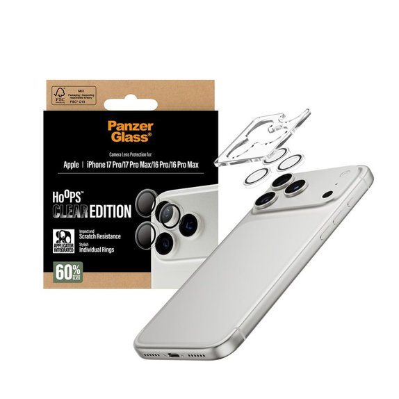Pierścienie ochronne obiektywu kamery do iPhone 17 Pro Max/17 Pro/16 Pro Max/16 Pro, Przezroczysty, Transparent, PanzerGlass