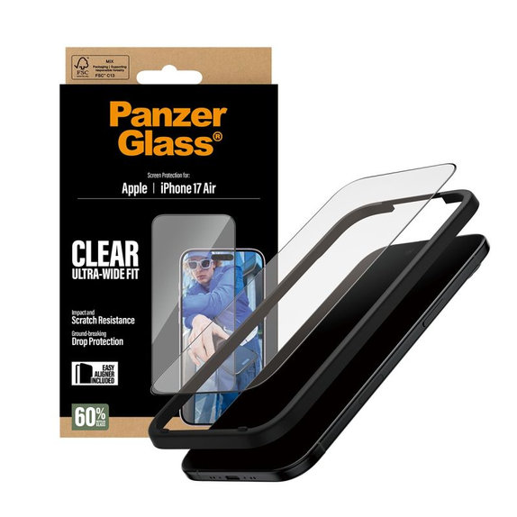 Szkło hartowane UWF z aplikatorem do iPhone Air, Czarny, Black, PanzerGlass