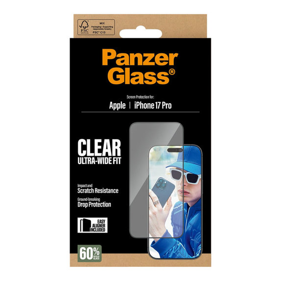 Szkło hartowane UWF z aplikatorem do iPhone 17 Pro, Czarne, PanzerGlass