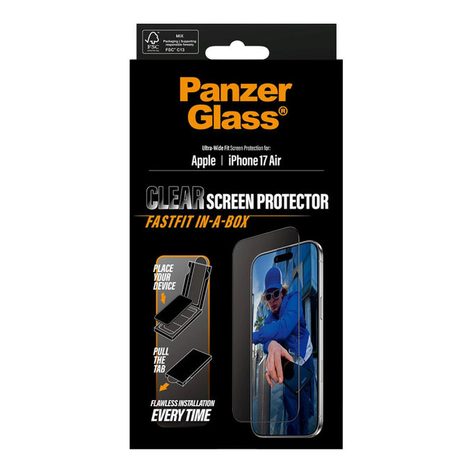 Szkło hartowane UWF z Fastfit do iPhone Air, Czarne, PanzerGlass
