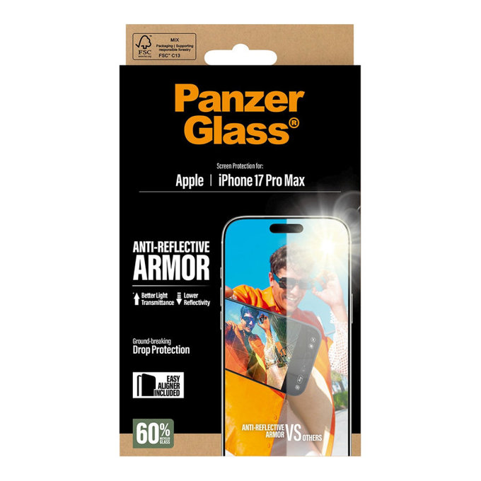 Szkło hartowane Anti-Reflective z aplikatorem do iPhone 17 Pro Max, Czarne, PanzerGlass