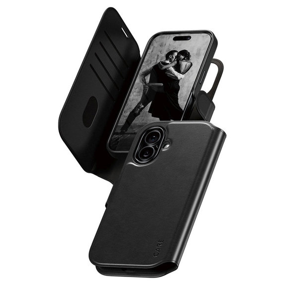 Etui Wallet Tango Two-In-One z MagSafe do iPhone 17, Czarne, CARE