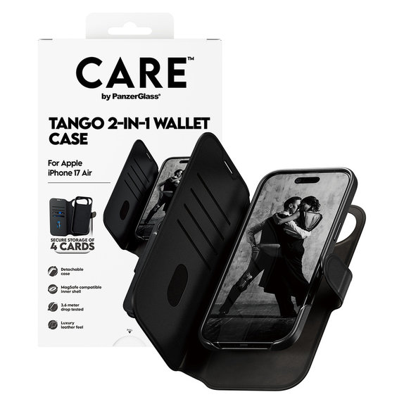 Etui Wallet Tango Two-In-One z MagSAFE by PanzerGlass do iPhone Air, Czarne, PanzerGlass