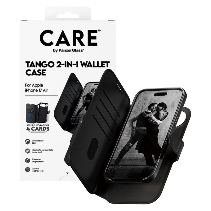 Etui Wallet Tango Two-In-One z MagSAFE by PanzerGlass do iPhone Air, Czarne, PanzerGlass