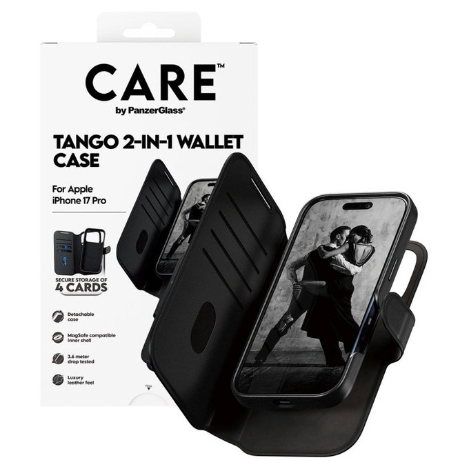 Etui Wallet Tango Two-In-One z MagSafe do iPhone 17 Pro, Czarne, CARE