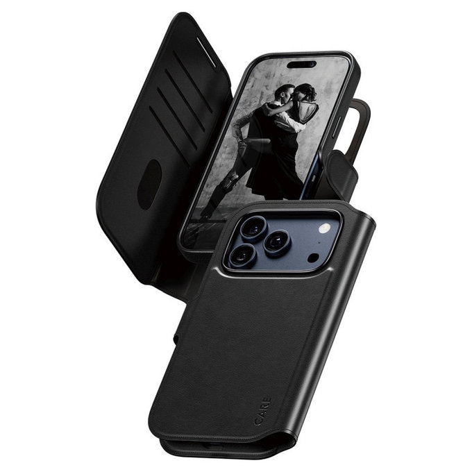 Etui Wallet Tango Two-In-One z MagSafe do iPhone 17 Pro, Czarne, CARE