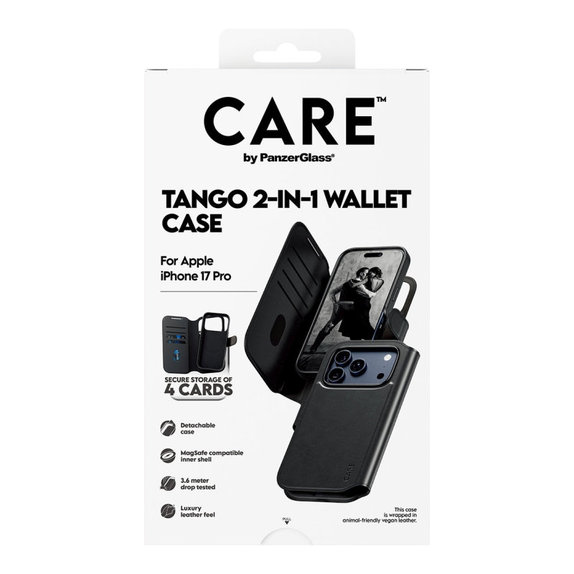 Etui Wallet Tango Two-In-One z MagSafe do iPhone 17 Pro, Czarne, CARE