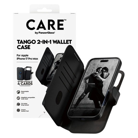 Etui Wallet Tango Two-In-One z MagSafe do iPhone 17 Pro Max, Czarny, PanzerGlass