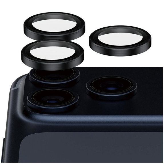 Pierścienie ochronne obiektywu kamery Hoops Ceramic II do iPhone 17 Pro Max/17 Pro/16 Pro Max/16 Pro, Czarny, PanzerGlass