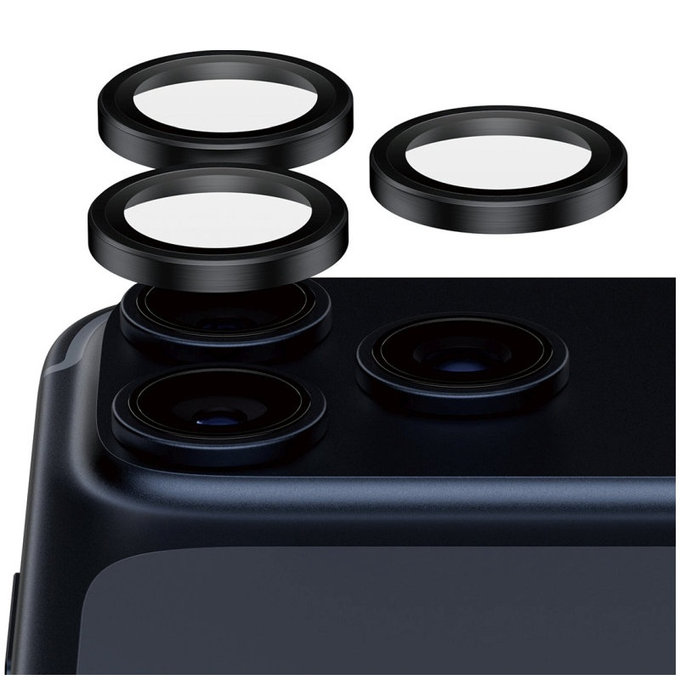Pierścienie ochronne obiektywu kamery Hoops Ceramic II do iPhone 17 Pro Max/17 Pro/16 Pro Max/16 Pro, Czarny, PanzerGlass