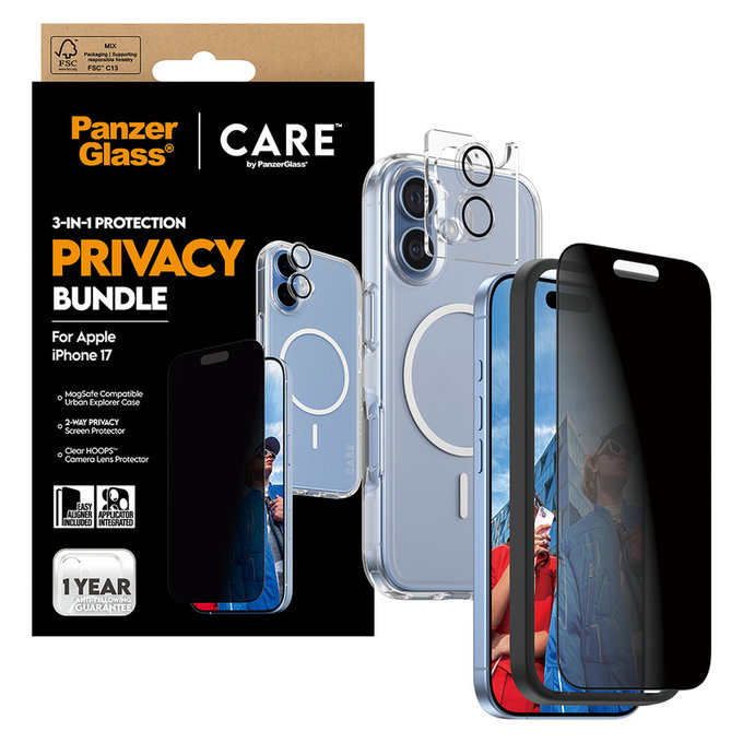 Bundle 3w1 Privacy do iPhone 17, PanzerGlass