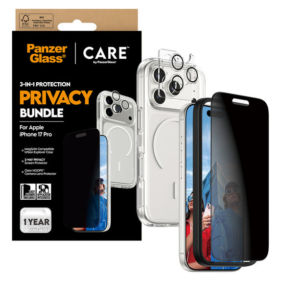 Bundle 3w1 Privacy do iPhone 17 Pro, PanzerGlass