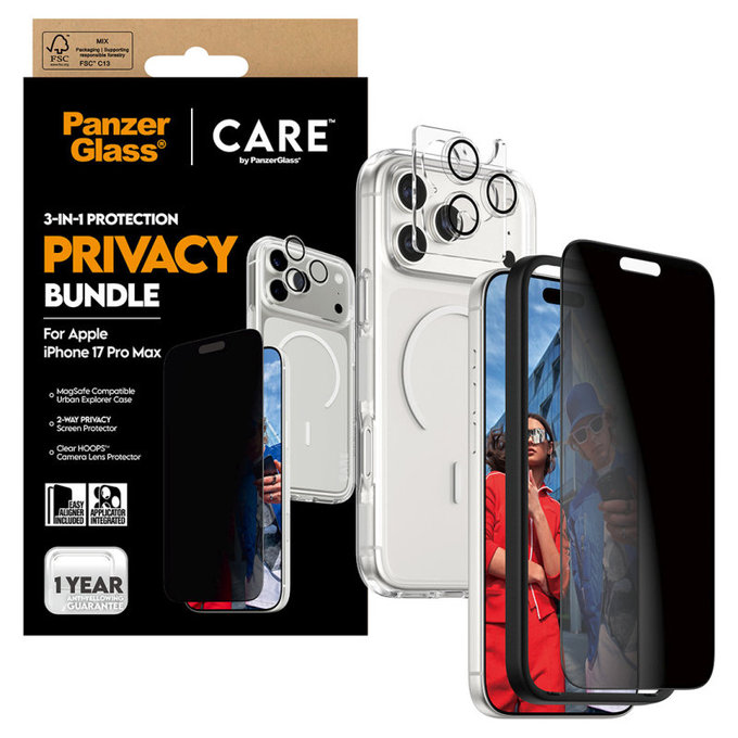 Bundle 3w1 Privacy do iPhone 17 Pro Max, PanzerGlass